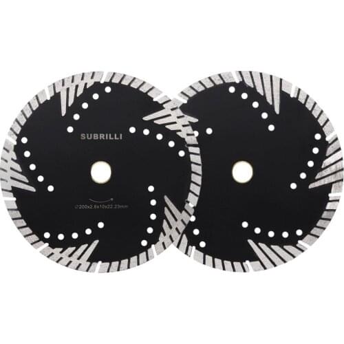 8 Inch 200mm Hot pressed Diamond turbo Blade with Slant protection teeth for stone & concrete cutting