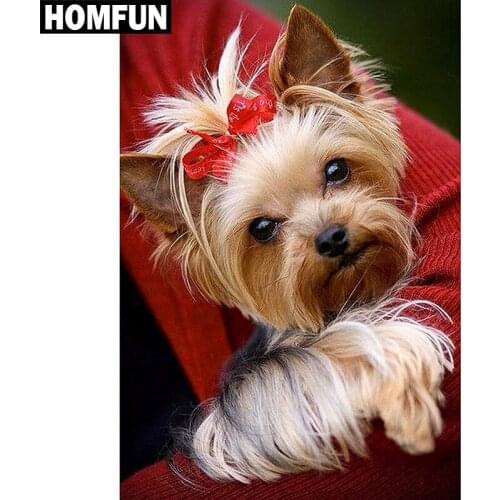 HOMFUN Full Square/Round Drill 5D DIY Diamond Painting "Animal dog" Embroidery Cross Stitch 5D Home Decor Gift A01386