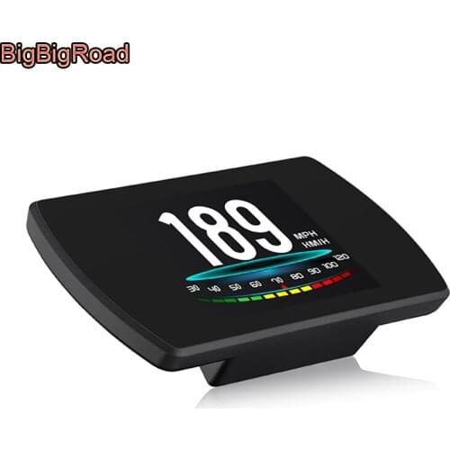 BigBigRoad Car HUD Head Up Display OBDII 2 Smart HD Digital Meter Speedometer Windscreen Projector speed voltage Fuel Alarm