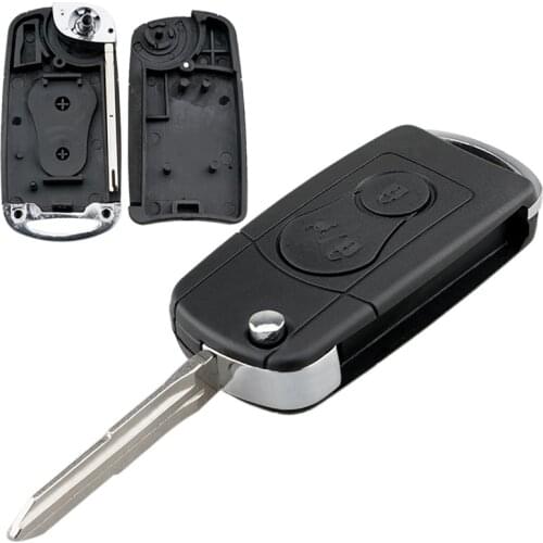 2 Buttons Black Upgraded Flip Folding Remote Car key Case Replacement Car key Case Fit for SsangYong Actyon / Kyron
