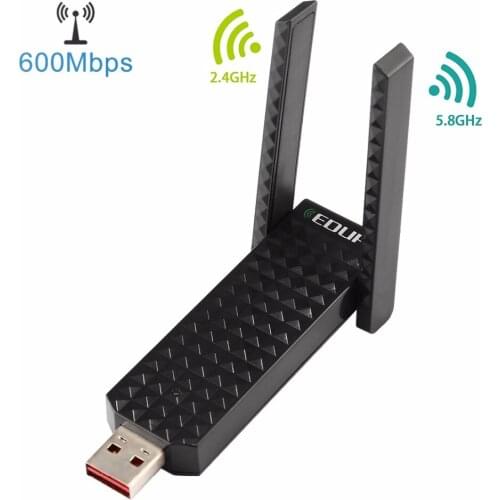 EDUP EP-AC1625 600Mbps 2.4G / 5GHz Dual Band Wireless 11AC USB 2.0 Adapter Network Card with 2 Antennas for Laptop / PC