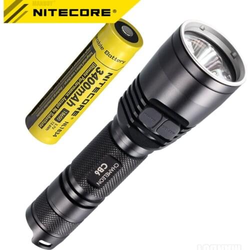 Wholesale Nitecore CB6 Flashlight +3400mAh NL1834 Rechargeable Battery CREE LED Outdoor Camping Hunting Search Waterproof Torch
