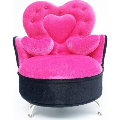 G05-X5145 children baby gift Toy 1:6 Dollhouse mini Furniture Miniature rement pink black heart doll sofa Dressing box 1pcs