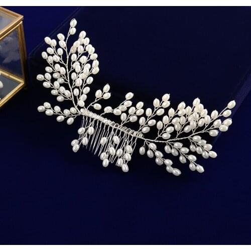 Full Handmade Brides Freshwater Pearls Hair Combs Hairbands Wedding Hair Accessory