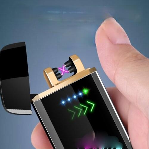 Touch Screen Right Sliding Marquee Induction Lighter Personality Creative Windproof Double Arc Charging Cigarette Lighter