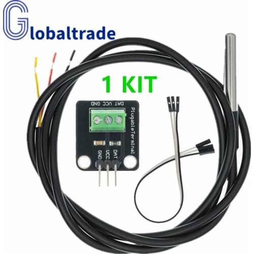 SX DS18B20 Temperature Sensor Module Kit Waterproof 100CM Digital Cable Stainless Steel Probe Terminal Adapter For Arduino