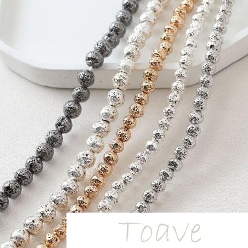 Round round beads volcanic rock material straight hole bracelet necklace diy earring material