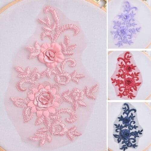 2Pieces 3D Colors Lace Applique Fabric Lace Collar Trim Wedding Bridal Appliques For Stage Costume Dress