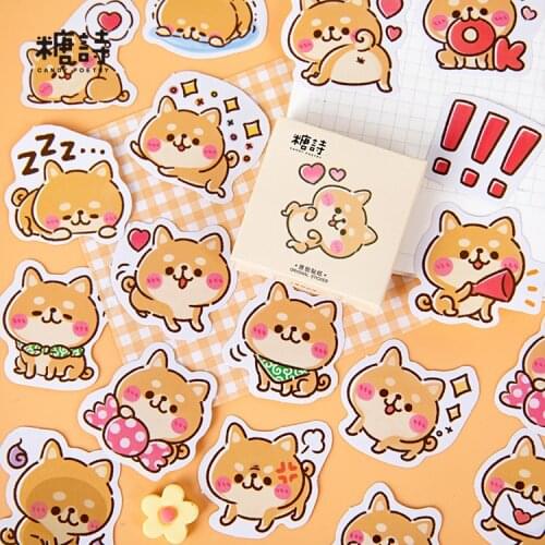 45PCS/PACK Kawaii Cute Shiba Inu Dog Sticker Stickers Marker Book Diary Label School Supplies Stationery Scrapbooking sl2789
