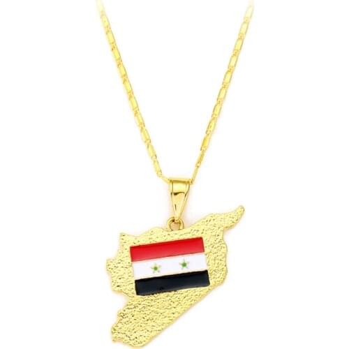 Trendy Syria Country Map Pendant Necklace Hip Hop Punk Mens Necklace New Fashion Flag Accessories Party Jewelry Wholesale