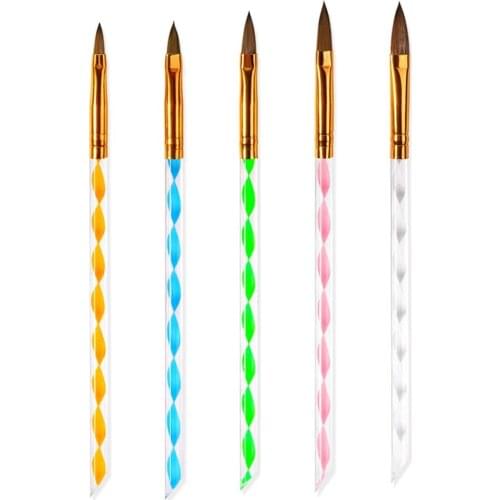5Pcs Nail Beauty Brush Set Imitation Mink Hair Crystal Pen Beautiful Nail Spiral Brush Tool For Nail Beauty