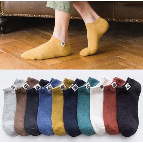 10 Pairs Of Short Cotton Socks Mens Summer Shallow Mouth Ankle Socks Alien Cal Tooth Shark Hombre Vestir Designer Sock Mens