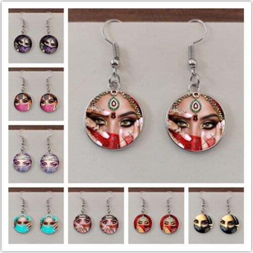 New Muslim mask ladies earrings, beautiful woman veil earrings, jewelry decoration gifts for glamorous sexy women