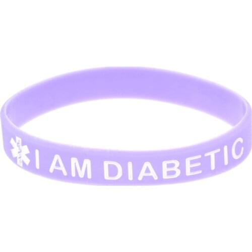 OBH 1PC I am Diabetic Silicone Wristband for Emergency Debossed Logo