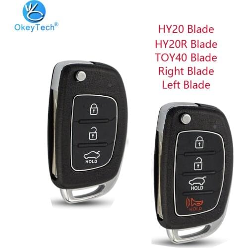 OkeyTech 3/4 Button Car Flip Folding Key Shell Fob Case for Hyundai Accent Getz Coupe Azera Santa Elantra I30 IX35 With Blade