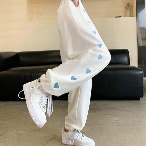 Autumn Winter Women pants Jogging Heart print Sweatpants Women Baggy Sports Pants High Waist Sweat Casual Trousers