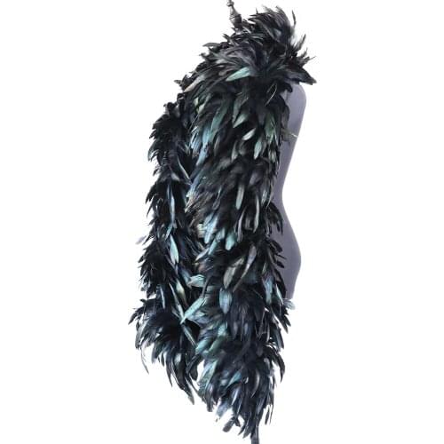 200Grams Black Rooster Chicken feather boa Shawl Wedding Party Clothing Scarf Cosplay Decorations feathers for Crafts Width 20cm