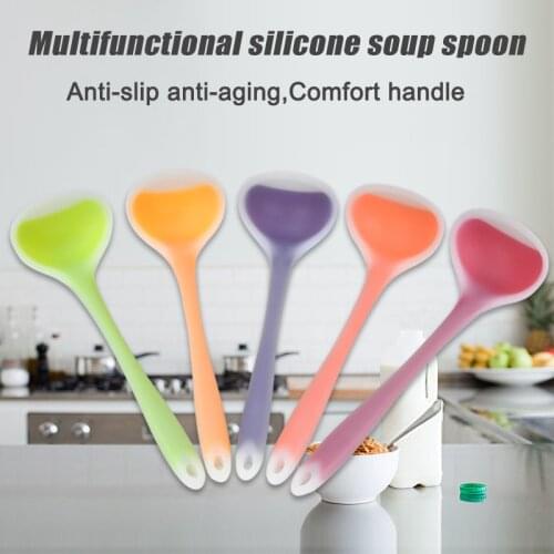 Translucent Silicone Spoon Nonstick Anti High-Temperature Soup Scoup Cooking Tools Kitchen Supplies CLH@8