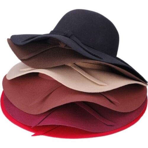 100% Wool Autumn And Winter Lager Fashion Female Elegant Casual Fedora Hats For Luxury Panama Caps Travel Sunshade Hats
