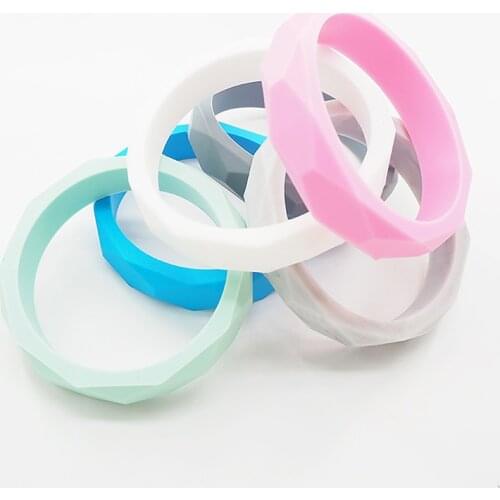 Chenkai 2PCS BPA Free DIY Silicone Bangle Teether Baby Teething Bracelet Chewing Pendant Nursing Sensory Pacifier For Toy Gift