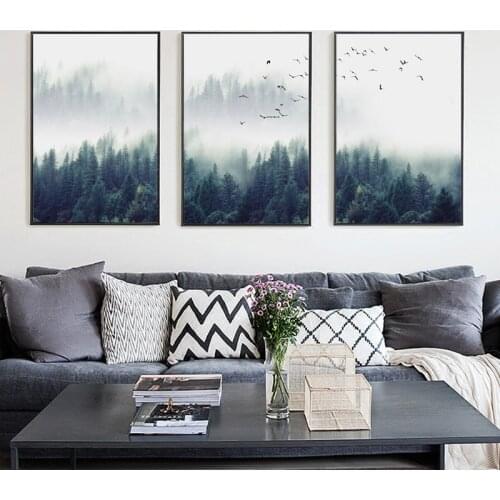 Nordic Decoration Forest Landscape Wall Art Canvas Poster And Print Canvas Painting Decorative Picture Living Room Home Decor
