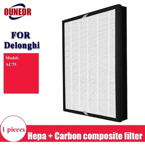 Replacement hepa filter and carbon filter Composite filter for Delonghi AC75 air purifier parts to filter dust odor