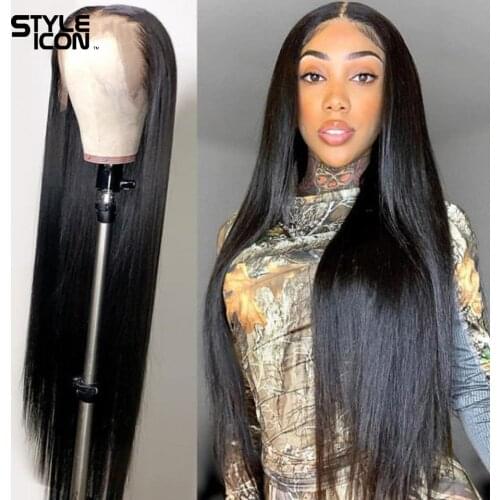 Styleicon Straight Human Hair Wigs Brazilian 360 Lace Frontal Wigs 8-28 Inches Pre Pluched Lace Front Wigs For Black Women