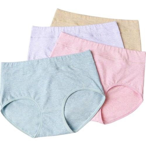 2pcs/lot Womens 100% cotton Underwear Womens comfortable Briefs Ladies Panties middle waist Stripe Breathable Underpants