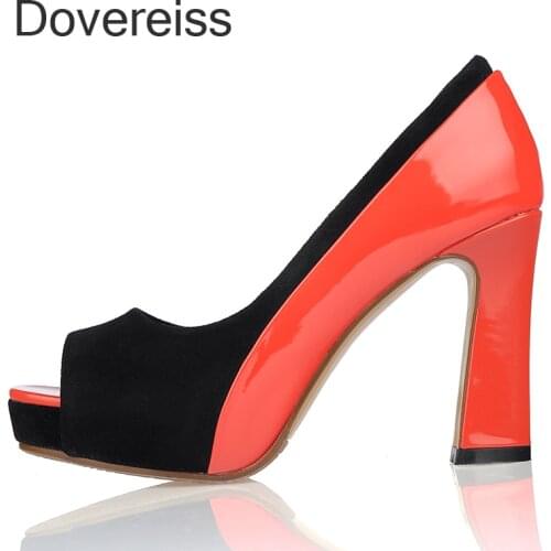 Fashion Womens Shoes summer Elegant new consice Mixed colors Peep toe Party shoes Waterproof Pumps Block Heels big size 42 43