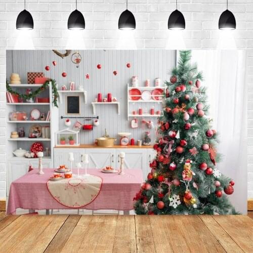 Christmas Backdrop Kitchen Tree Baby Portrait Photography Background Vinyl Photophone Photozone Photocall Photo Studio Banner