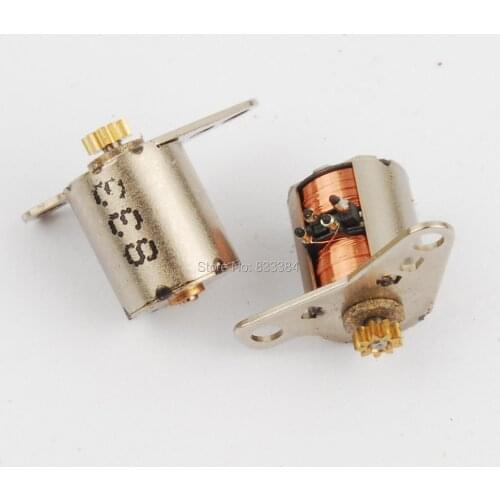10pcs dia 3-5V dc 4 Wire 2 Phase Micro stepper motor with copper gear step angle 9degree 1mm shaft