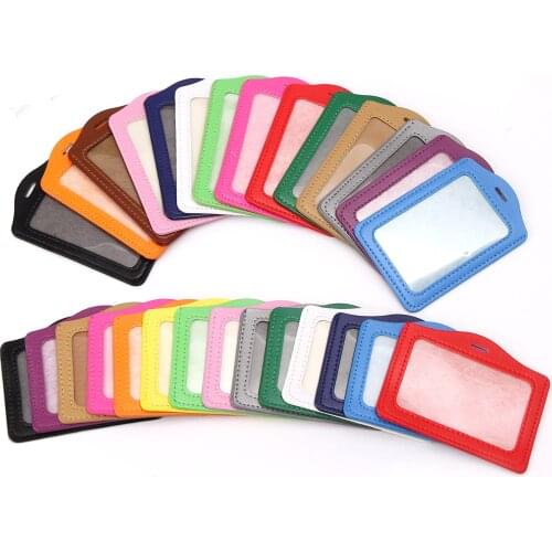 10pcs/lot PU Leather ID Name Card holder sleeve cases for Hospital nurse School working office men women students Badge Reel