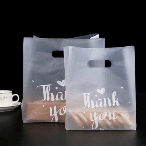 10pcs Thank you Package Bags Portable Thicken Frosting Baking Bread Plastic Bag Birthday Party Favors for Home Baking Supplies