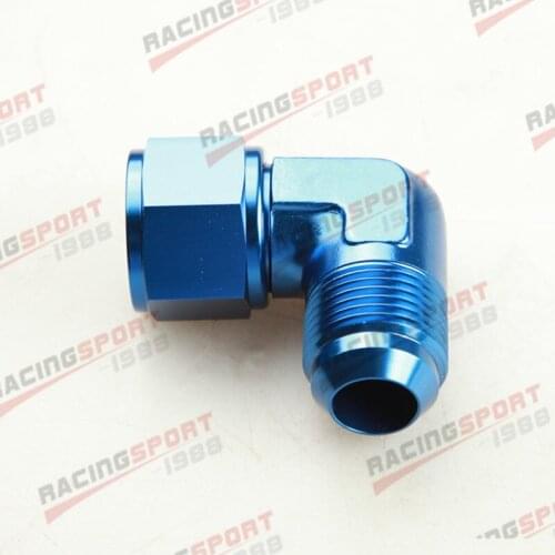 12AN AN-12 AN12 Female To Male Flare 90 Degree Aluminum Adapter Fittings Blue