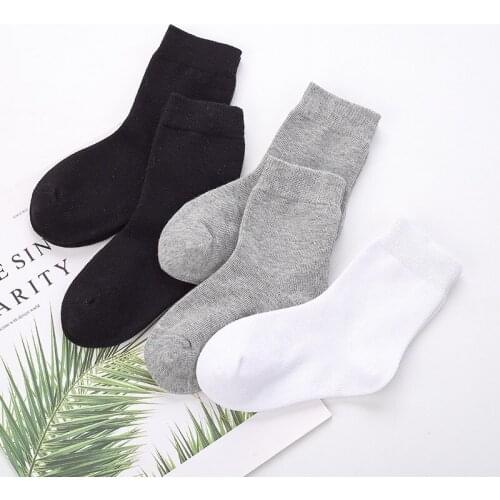 5pairs/lot Boys Girls Pure White Socks for Children Baby Cotton Soft Kids Socks Loose Comfortable Toddler Black White Gray Socks