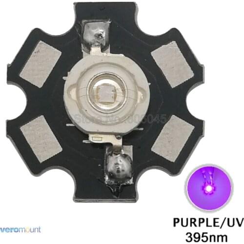 5pcs/lot! 3W UV/Ultra Violet 395nm - 405nm High Power LED Bead Emitter Chip Epileds 45mil with 20mm Aluminum PCB