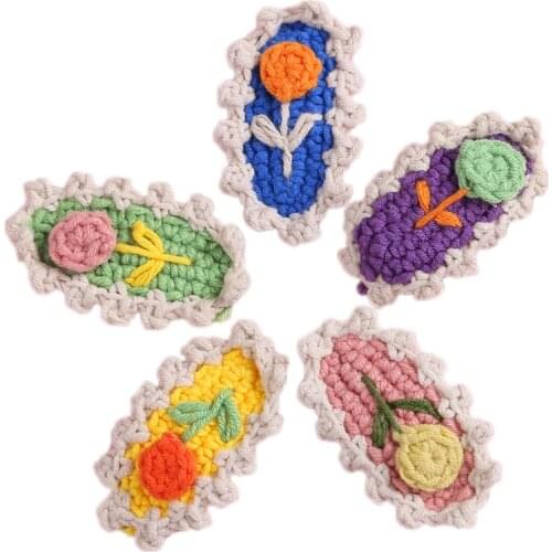 Baby Hair Clips Floral Girls Handmade Knitted Hairpins Braid Children Side Clip Korean Style Infant Hair Accessories 2Pcs/Lot