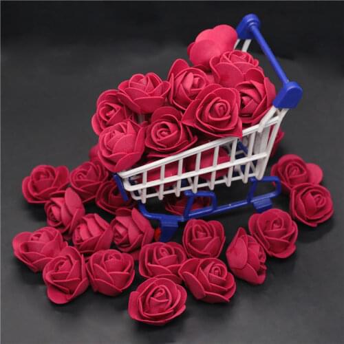 50pcs 100pcs 200pcs Cheap Mini Burgundy PE Foam Roses Head Fake Flower Handmade Wedding Decoration