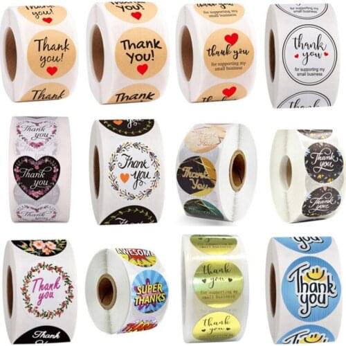 500Pcs/White Thank You Marbling Stickers 2.5cm Round seal label handmade scrapbooking Envelope stationery sticker