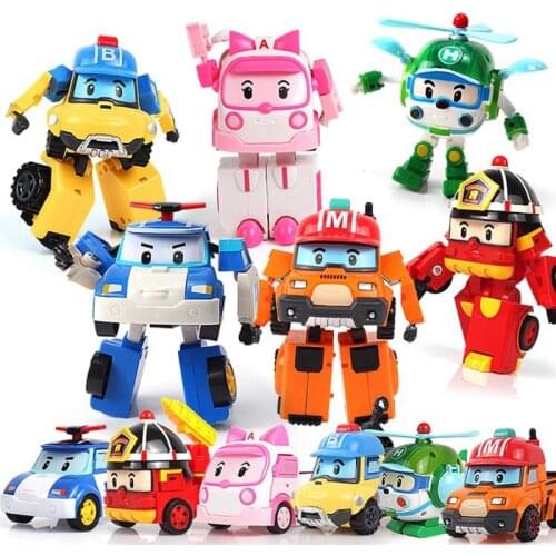 6pcs/lot Robocar Korea Robot Kids Toys Transformation Anime Action Figure Poli Toys For Children Playmobil Juguetes