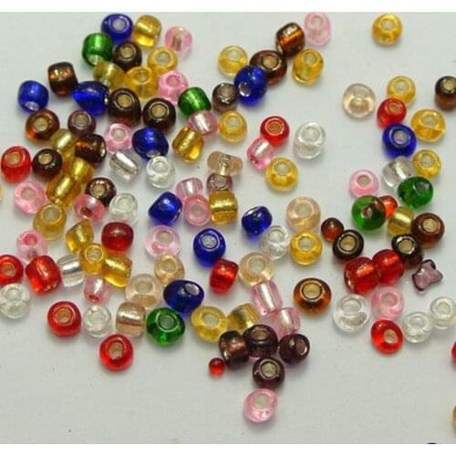800 Mixed Color Silver colour -Lined Glass Seed Beads Rondelle 4mm (6/0)