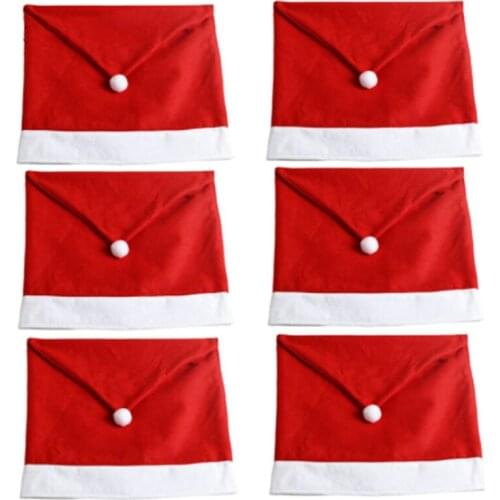 Promotion! 6 Pcs/Set Christmas Santa Claus Hat Chair Covers Home Party Dining Table Decoration Christmas Gifts