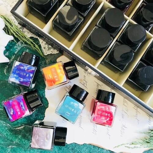 Poezie GP Series 24 Colors X 25ml/bottle Ink Writing Painting Drawing Ink With PU Leather Storage Gift Box ,Gift For Friends