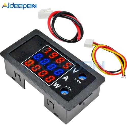 Digital Voltmeter Ammeter DC 0-100V 10A 4 Digit Panel Amp Volt Voltage Current Meter Tester 0.28" Red Blue Red LED Display 1000W