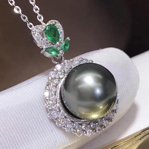 D312 Fine Jewelry 10-11mm Natural Ocean Sea Tahiti Pearl Pendant Necklaces for Women FIne Pearls Pendants
