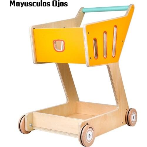 Childrens Toys Wooden Shopping Cart Girl Supermarket Baby Double Trolley Kid Play House Boy