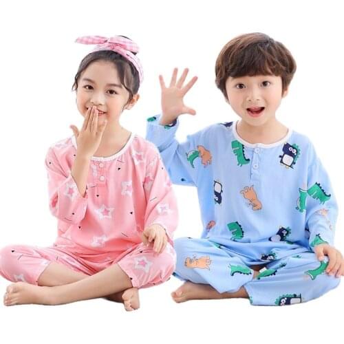 Childrens Pajamas Set 2pcs Cartoon Kids Sleepwear Baby Boys Clothes Sleep Suit Summer Cotton Pyjamas Infant Nightwear For Girls