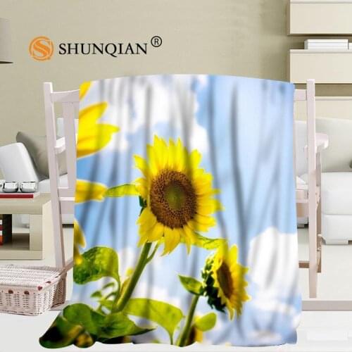 Custom Sunflower Pattern Travel Blanket Home TV Casual Relax for Family Soft Fluffy Warm Blanket