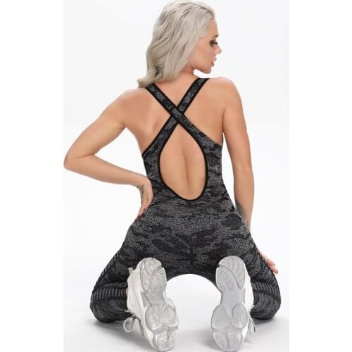 INFILAR Women Sleeveless Bodysuits Camouflage Jumpsuit Female Trousers Sexy Backcross One Piece Outfit Women Fitness Gym Clothes