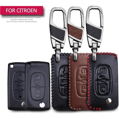 Leather Car Key Case Cover For Citroen Xsara Picasso C2 C3 C4 C5 C6 C8 Protection Key Shell Bag Only case For Citroen Xsara